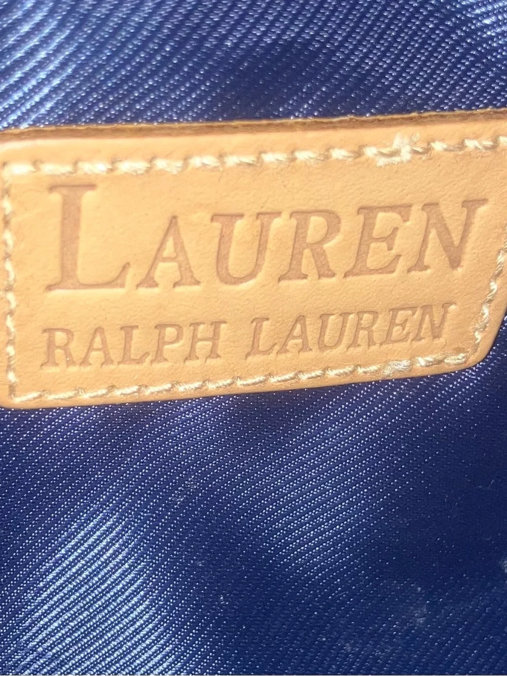 Ralph Lauren Blue & White Houndstooth Cosmetic Bag w/Pink Accents Rare Color HTF